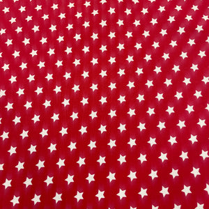 Tessuto Cotone Popeline - "Stars" Rosso