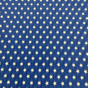 Tessuto Cotone Popeline - "Stars" Blu