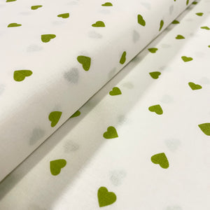 Tessuto Cotone - "Art Love" Bianco-Verde