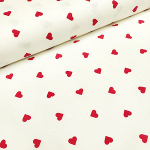 Tessuto Cotone - "Art Love" Bianco-Rosso