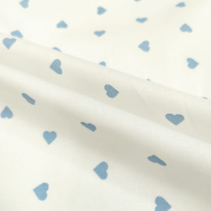 Tessuto Cotone - "Art Love" Bianco-Azzurro
