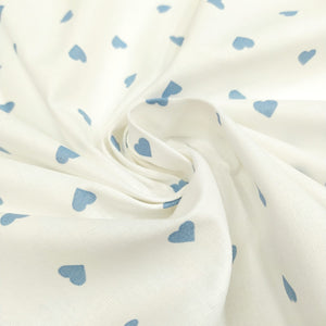 Tessuto Cotone - "Art Love" Bianco-Azzurro