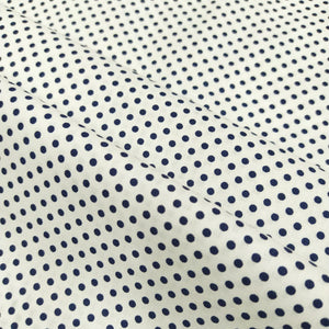 Tessuto Cotone - "Pois" Blu Notte, Fondo Bianco