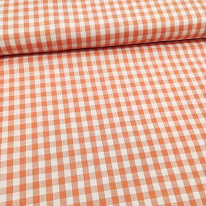 Tessuto Cotone Vichy - "Quadri Grandi" Arancio