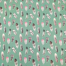 Carica l&#39;immagine nel visualizzatore di Gallery, Tessuto Jersey - &quot;Feathers&quot; Verde Acqua
