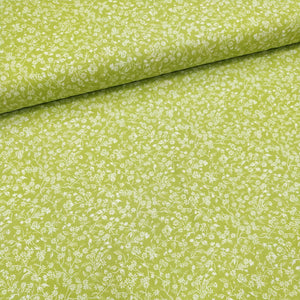 Tessuto Cotone - "Fiori" Verde Mela