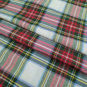 Tessuto Canvas - "Large Tartan" Bianco