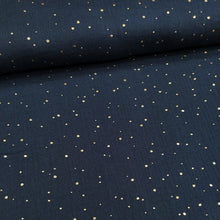 Carica l&#39;immagine nel visualizzatore di Gallery, Tessuto Mussola Dorata - Blu Notte
