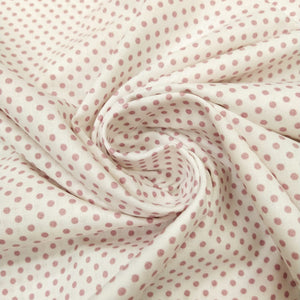 Tessuto Cotone - "Pois" Rosa Antico, Fondo Bianco