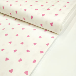 Tessuto Cotone - "Art Love" Bianco-Rosa