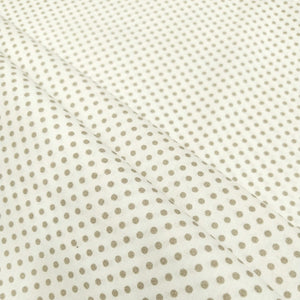 Tessuto Cotone - "Pois" Sabbia, Fondo Bianco
