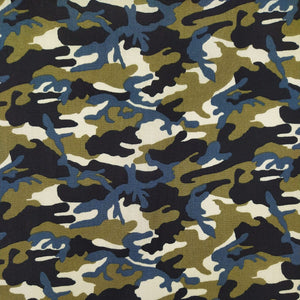 Tessuto Cotone - "Militare Mimetico" Blu/Verde