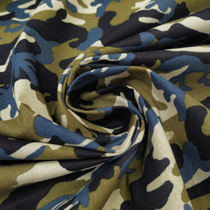 Tessuto Cotone - "Militare Mimetico" Blu/Verde